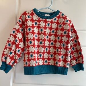 Red and Teal Floral Nordic Sweater